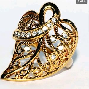 New size 8 cz Gold filled leaf ring
